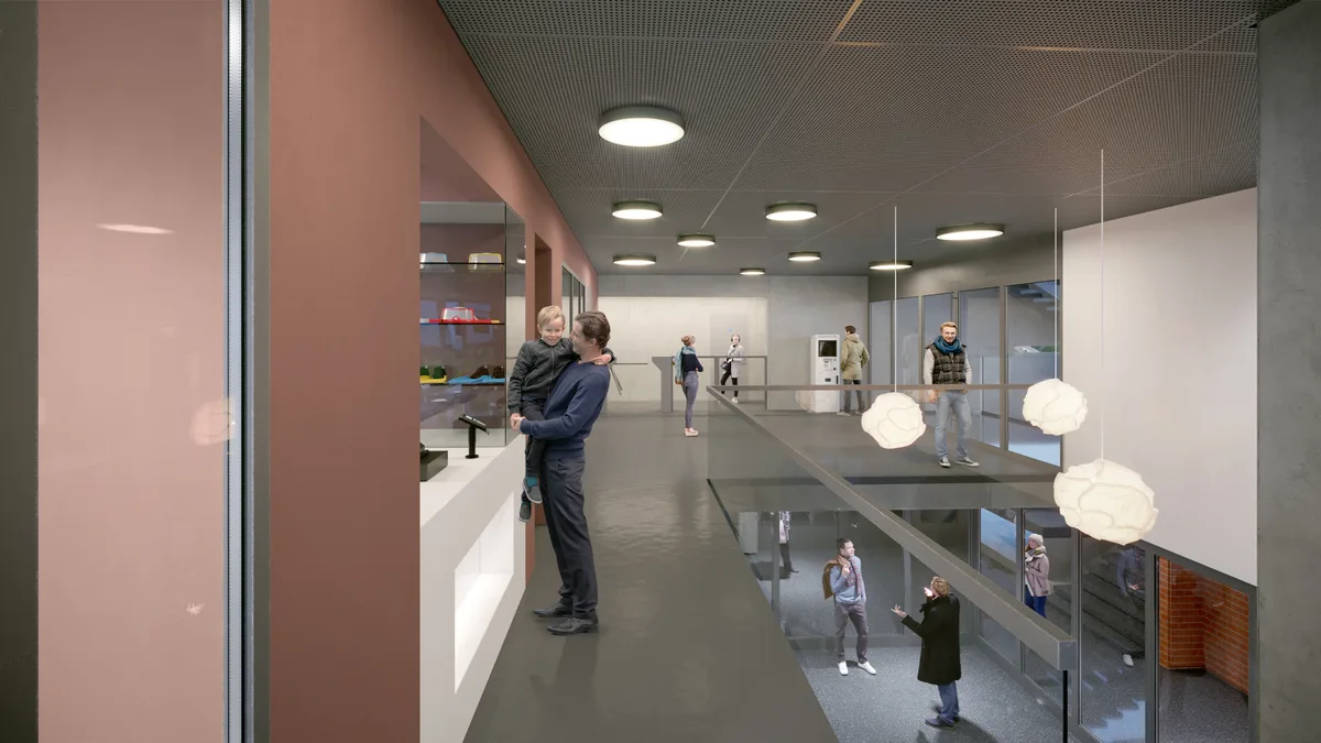 … damit er schliesslich so aussieht. Visualisierung des sanierten Hallenbads.